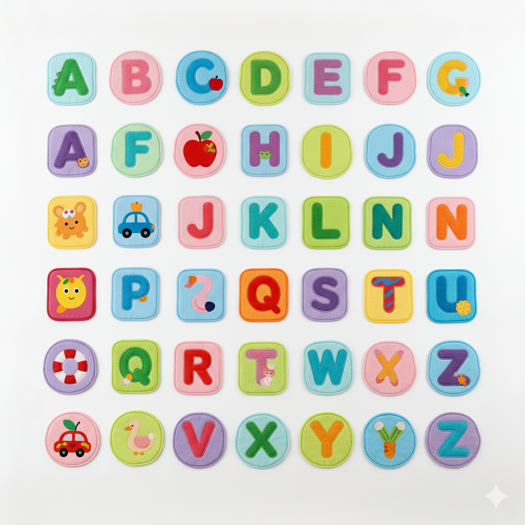 A collage of all Alphabet Seat mats